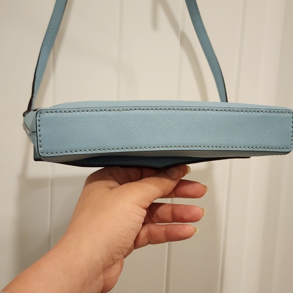 Kate Spade Light Blue Leather Crossbody Bag Envelope Flap Quiet Luxury Garden - Picture 6 of 16